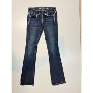 Miss Chic‎ Y2K Dark Wash Bootcut Jeans Embellished Pockets Women's Size 26
